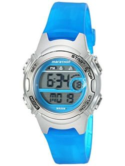 Marathon by Timex Women's TW5K96900 Digital Mid-Size Blue/Silver-Tone Resin Strap Watch