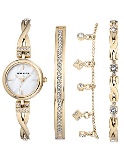 Anne Klein Women's Premium Crystal Accented Watch and Bracelet Set
