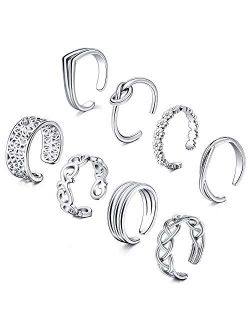 Adjustable Toe Rings for Women Summer Beach Rose Gold Silver Hypoallergenic Open Toe Ring Set Finger Foot Jewelry