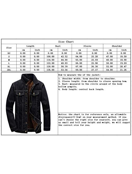 chouyatou Men's Winter Warm Thicked Sherpa Lined Single Breasted Basic Collar Trucker Jacket