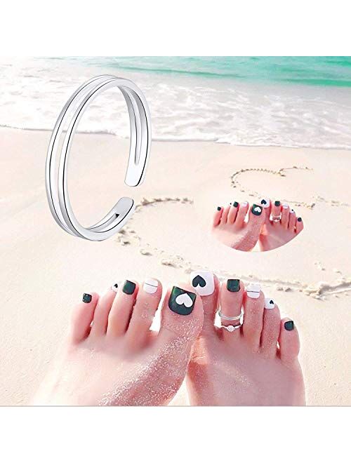 925 Sterling Silver Thin Line Minimalist Open Cuff Toe Ring Band For Women Size 2-4