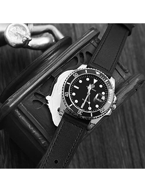 Fullmosa Quick Release Watch Band 22mm 20mm, Leather Silicone Hybrid Wacth Bands for Samsung Galaxy Watch/Huawei Watch/Garmin Forerunner/Amazfit