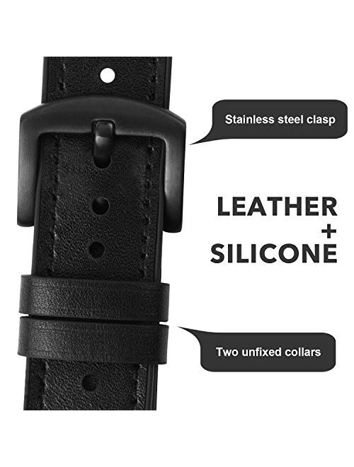 Fullmosa Quick Release Watch Band 22mm 20mm, Leather Silicone Hybrid Wacth Bands for Samsung Galaxy Watch/Huawei Watch/Garmin Forerunner/Amazfit