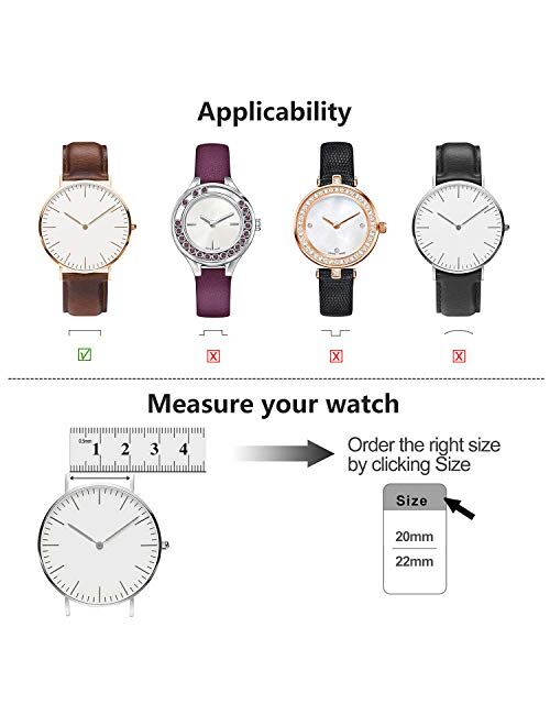 Fullmosa Quick Release Watch Band 22mm 20mm, Leather Silicone Hybrid Wacth Bands for Samsung Galaxy Watch/Huawei Watch/Garmin Forerunner/Amazfit