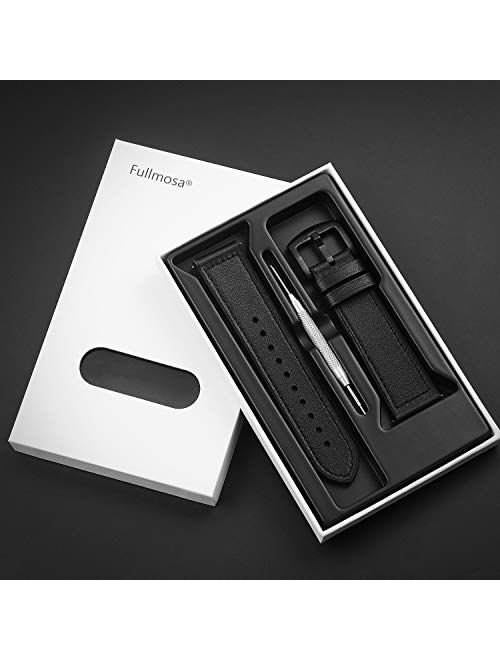 Fullmosa Quick Release Watch Band 22mm 20mm, Leather Silicone Hybrid Wacth Bands for Samsung Galaxy Watch/Huawei Watch/Garmin Forerunner/Amazfit