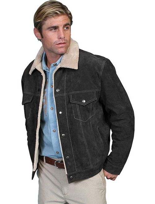 Scully 113-19-L Men Leather Jacket - Black Boar Suede, Large
