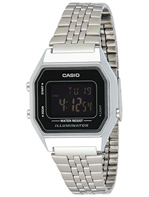 Casio Ladies Mid-Size Silver Digital Retro Watch LA-680WA-1BDF