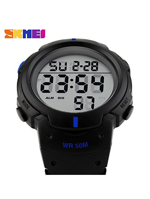 Mens Digital Sports Watch LED Screen Large Face Military Waterproof Casual Luminous Stopwatch Alarm Simple Army Watch