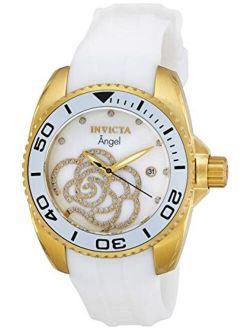 Women's Angel Gold Tone Stainless Steel and White Silicone Quartz Watch, Gold (Model: 0488)