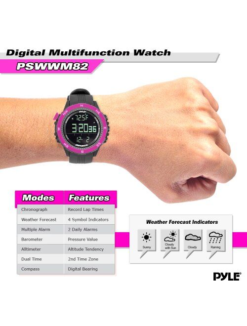 Digital Multifunction Sports Wrist Watch - Smart Fit Classic Men Women Sport Running Training Fitness Gear Tracker w/ Altimeter, Barometer, Compass, Timer, Weather Foreca