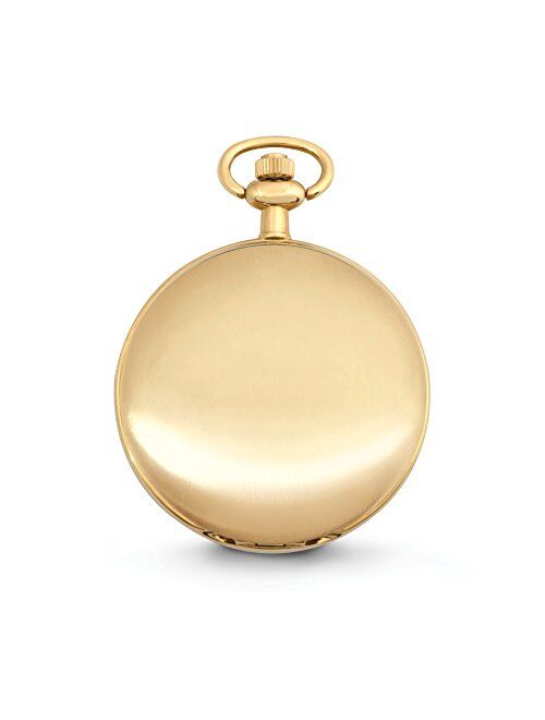Speidel Classic Smooth Pocket Watch with 14” Chain, Gold Tone with White Dial in Gift Box – Engravable