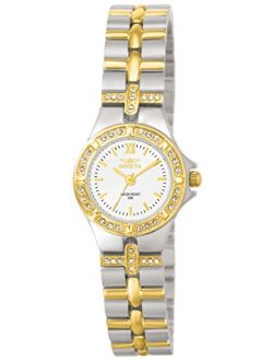 Women's Wildflower 21.5mm Crystal Accented Two Tone Stainless Steel Quartz Watch, Silver (Model: 0133)