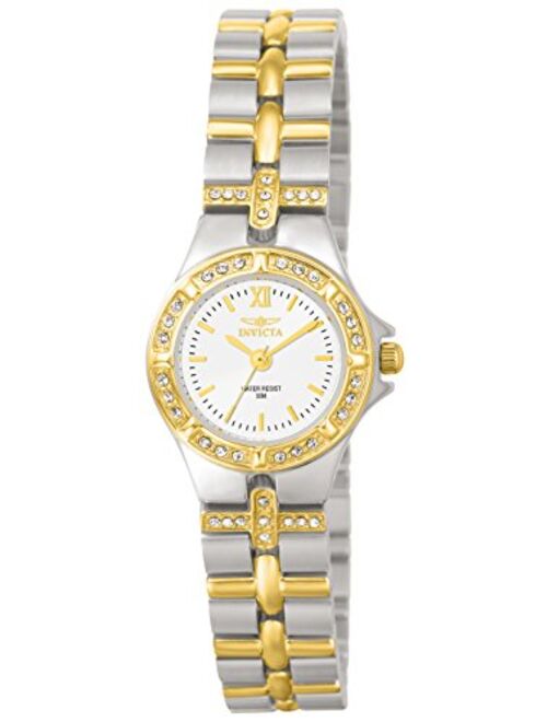 Invicta Women's Wildflower 21.5mm Crystal Accented Two Tone Stainless Steel Quartz Watch, Silver (Model: 0133)