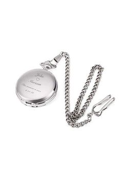 Personalized Stainless Steel Silver Pocket Watch Custom Engraved Free with Gift Box - Ships from USA