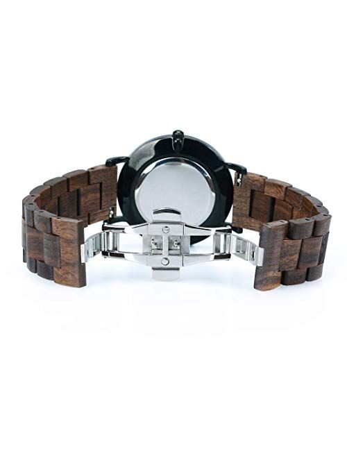 BEWELL Wooden Watches for Men/Women Slim Analog Quartz Minimalist Couple Wrist Watch W163A