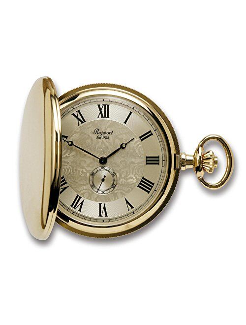 Rapport London, Quartz Full Hunter Gold Plated Pocket Watch with Champagne Dial