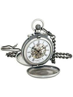 Charles-Hubert, Paris 3868-S Classic Collection Antiqued Finish Double Hunter Case Mechanical Pocket Watch