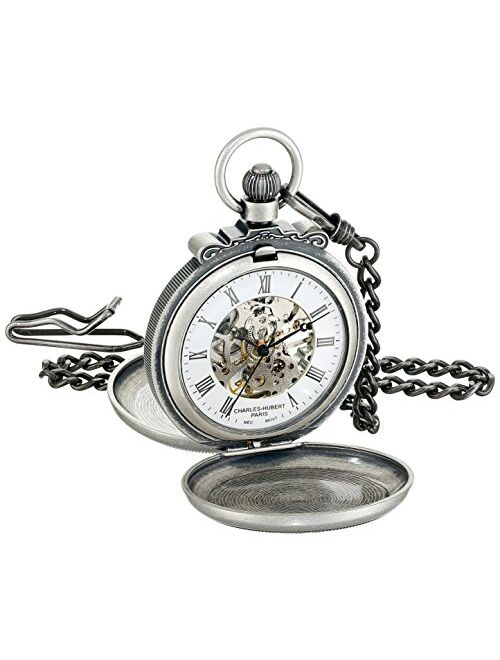Charles-Hubert Paris Charles-Hubert, Paris 3868-S Classic Collection Antiqued Finish Double Hunter Case Mechanical Pocket Watch