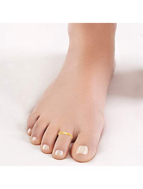 Ritastephens 10K Yellow or White Gold Plain Shiny Toe Ring Body Art Adjustable