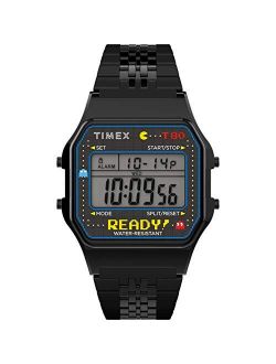 T80 x PAC-MAN 40th Anniversary 34mm Digital Watch Black Ready! with Stainless Steel Bracelet
