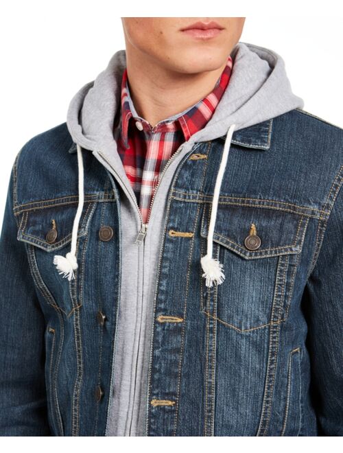Sun + Stone Men's Reeves Trucker Hooded Denim Jacket, Created for Macy's