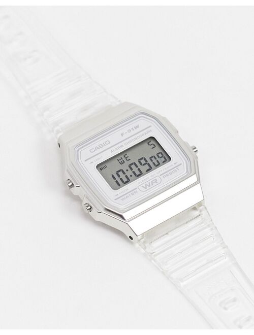 Casio Quartz Watch with Resin Strap, Clear, 20 (Model: F-91WS-7CF)