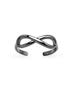Sterling Silver Infinity Adjustable Toe Ring | Available in Silver, Black, Rose and Yellow Gold.