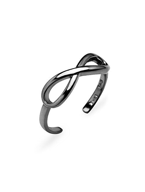 River Island Sterling Silver Infinity Adjustable Toe Ring | Available in Silver, Black, Rose and Yellow Gold.