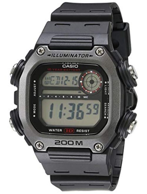 Casio 10 Year Battery Quartz Watch with Resin Strap, Black, 27.2 (Model: DW-291H-1AVCF)