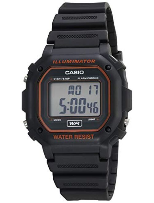 Casio Illuminator Stainless Steel Quartz Watch with Resin Strap, Black, 23.7 (Model: F-108WH-8A2CF)