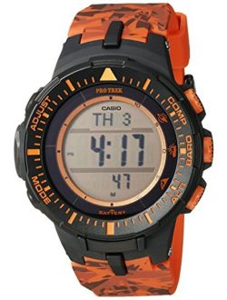 Men's PRG-300CM-4CR Pro Trek Triple Sensor Tough Solar Digital Display Quartz Orange Watch