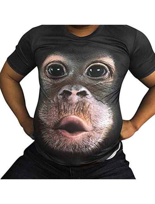 Men T-Shirts, Fashion Funny 3D Muscle Printed Short Sleeve Shirts O-Neck Tees Funny Body Print T-Shirt for Men