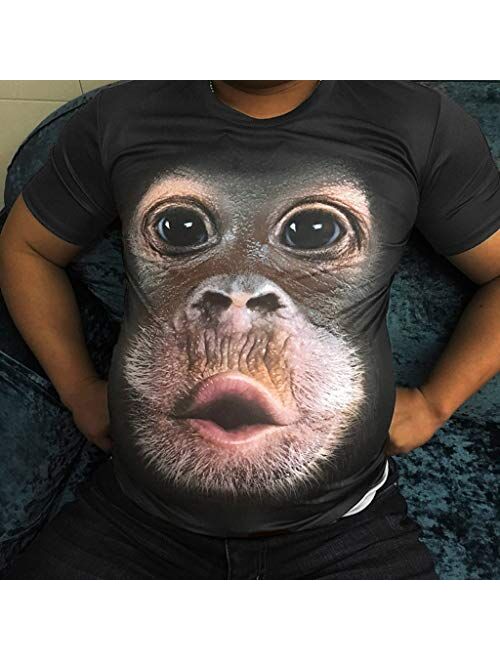 Men T-Shirts, Fashion Funny 3D Muscle Printed Short Sleeve Shirts O-Neck Tees Funny Body Print T-Shirt for Men