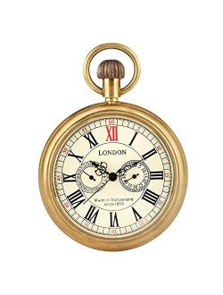Vintage Copper Design Hand Winding Mechanical Pocket Watch Mens Watches