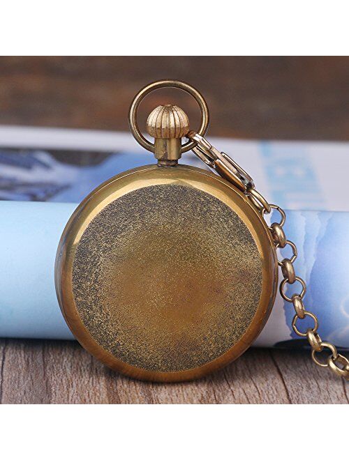 Vintage Copper Design Hand Winding Mechanical Pocket Watch Mens Watches