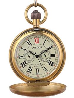 Fashion Copper Train London Design Hand Winding Mechanical Pocket Watch Mens Watches