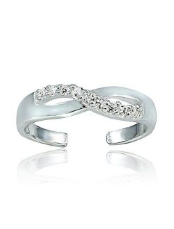 Hoops & Loops Sterling Silver Cubic Zirconia Infinity Toe Ring