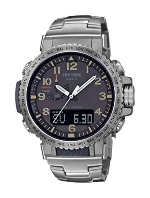 Casio Men's Pro Trek Stainless Steel Quartz Sport Watch with Titanium Strap, Silver, 22 (Model: PRW-50T-7ACR)