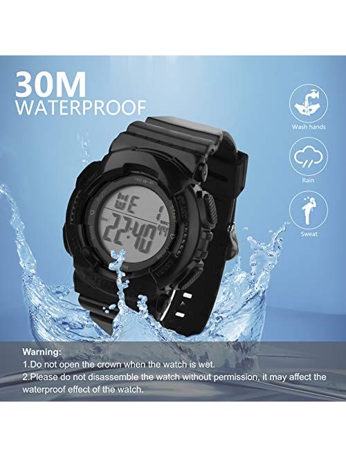 Sport Digital Chronograph Watch with 7-Color Backlight Alarm and Stopwatch, Resin Strap