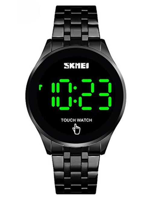 Touch Screen Digital LED Waterproof Men Womens Sport Casual Stainless Steel Wrist Watch