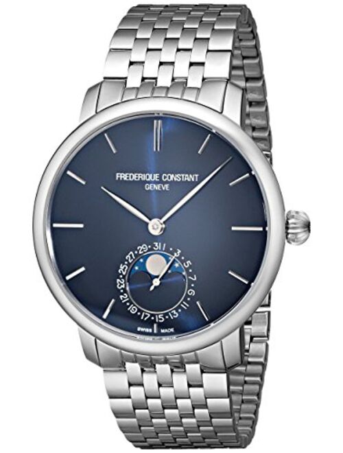 Frederique Constant Men's FC705N4S6B Slim Line Analog Display Swiss Automatic Silver Watch