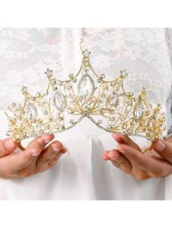 Aceorna Baroque Queen Crowns Crystal Wedding Crowns and Tiaras for Brides and Bridesmaids Rhinestones Prom Festival Costume Crown Pricess Tiara Bridal Hair Accessories fo
