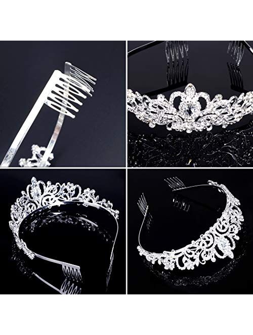 COCIDE Silver Tiara Crowns Crystal Headband Princess Rhinestone Crown with Combs Bride Headbands Bridal Wedding Prom Birthday Party Hair Accessories Jewelry for Women Gir