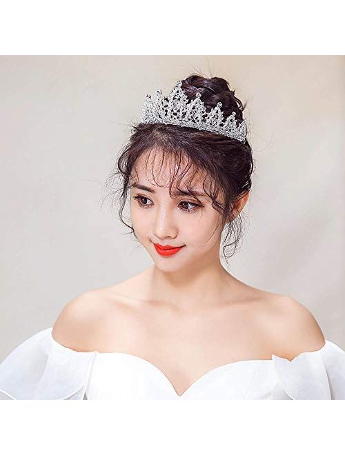 CHDHALTD Bridal Queen Tiara Crown Rhinestones Crystal Wedding Bridal Pageant Princess Tiara Crown Hair Accessories for Women