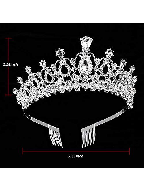 ZOCONE Rhinestone Bridal Tiara 2 pack Crystal Wedding Crown for Bridal and Flower Girls Headpiece with Comb (Crystal)