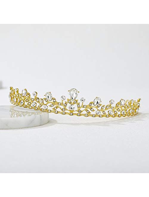 SWEETV Crystal Wedding Tiara for Bride & Flower Girls - Princess Tiara Headband Pageant Crown, Bridal Hair Jewelry for Women and Girls, Silver