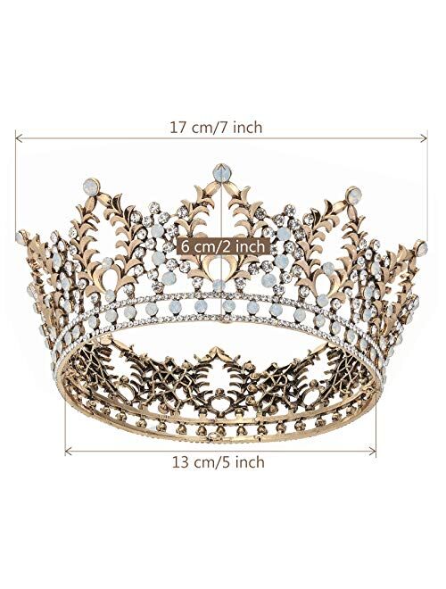 Makone Baroque Queen Crown for Womens Vintage Crowns and Tiaras with Gemstones Girls Hair Accessories for Halloween Costume Prom Bridal Party Christmas Gift