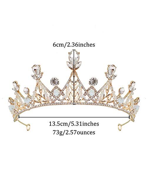 TOCESS Princess Crown and Tiara for Women and Girls Queen Crown Prom Costume Tiara Rhinestone Wedding Crown for Bride for Festival Party Birthday (Gold)