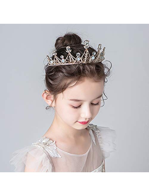 TOCESS Princess Crown and Tiara for Women and Girls Queen Crown Prom Costume Tiara Rhinestone Wedding Crown for Bride for Festival Party Birthday (Gold)