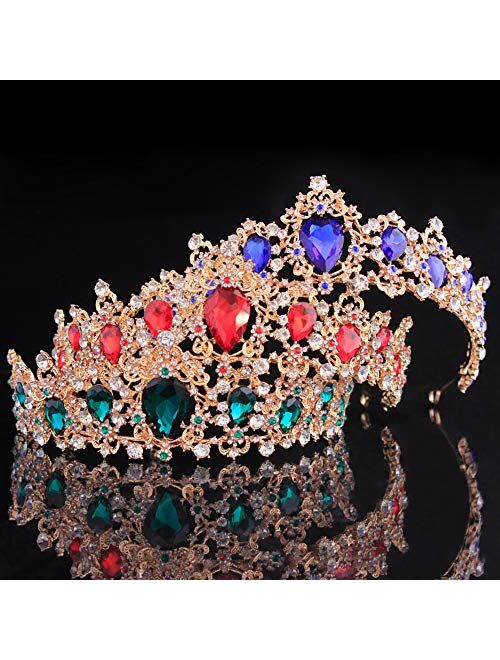 FeMo Baroque Vintage Rhinestone Crystal Crown - Tiaras and Crown for Women - Princess Rhinestone Crown for Christmas/Wedding/Prom/Pageant/Costume Birthday Party/Photograp